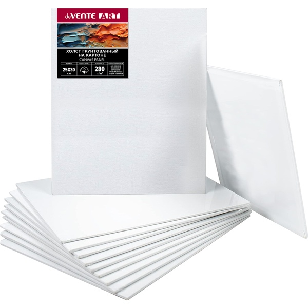 Холст на картоне грунтованный, 25*30 см, 100% хлопок, м/зерно, 280 г/м², deVENTE Artistic Studio