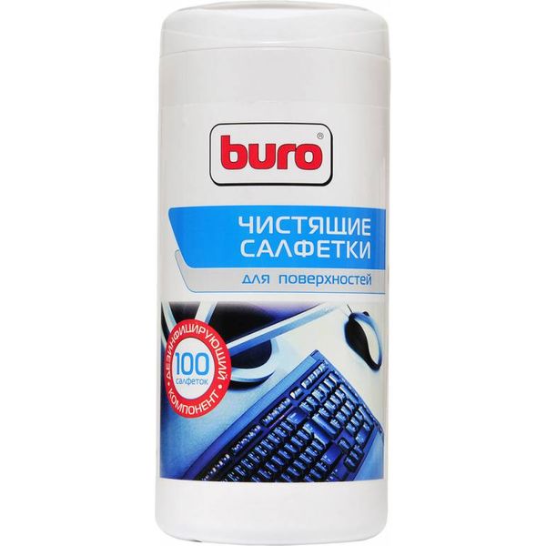 Салфетки чистящие для поверхностей Buro BU-Tsurface, 100 шт., в тубусе