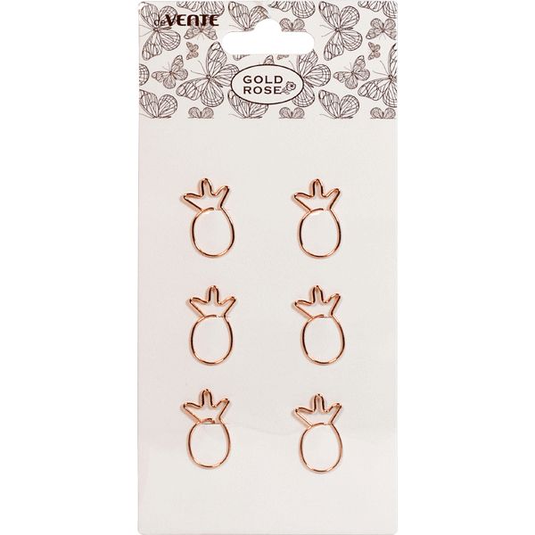 Скрепки 19*30 мм, омедненные, фигурные, 6 шт., блистер, deVENTE Gold Rose_Pineapple
