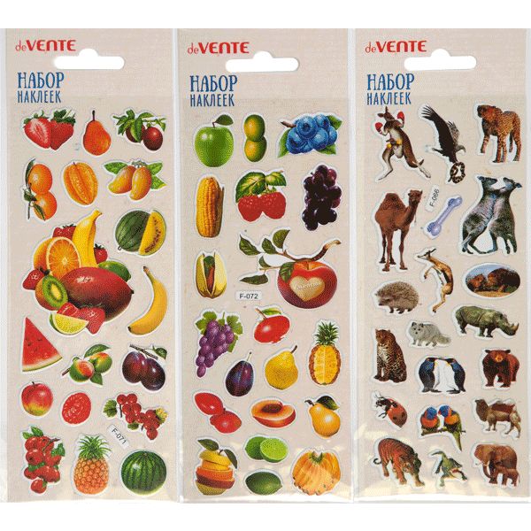 Паф-стикеры (объемные) deVENTE Set 2, PVC, карточка 70*170 мм, 3 дизайна