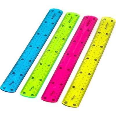 Линейка 30 см, пластик HIPS, полупрозрачная, Alingar Neon_4 цвета Линейка 30 см, пластик HIPS, полупрозрачная, Alingar Neon_4 цвета