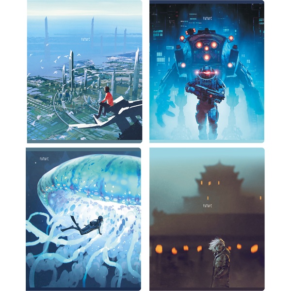 Тетрадь А5, клетка, 48 л., на скобе, 65 г/м², BG Мир будущего_4 дизайна