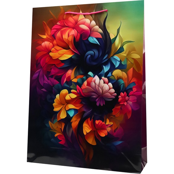 Пакет подарочный, 32.4*44.5*10.2 см, мел. бумага 157 г/м², глянц., Optima Цветочная абстракция