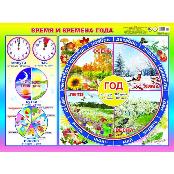 Плакат А2. Время и времена года, АППЛИКА Плакат А2. Время и времена года, АППЛИКА