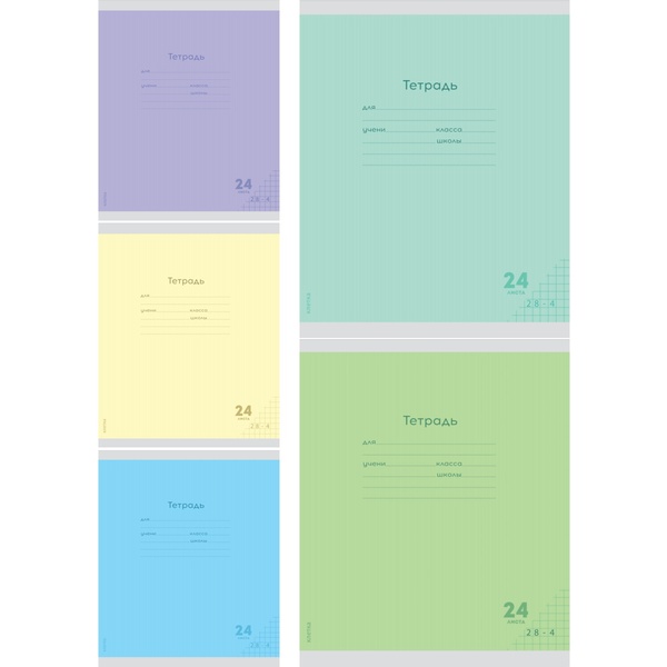 Тетрадь А5, клетка, 24 л., на скобе, 60 г/м², мел. облож., Prof-Press Классика New_5 дизайнов Акция!