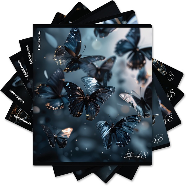 Тетрадь 48 л., клетка, 60 г/м², матовая лам., выбор. УФ-лак, ErichKrause Glass Butterflies_MIX-PACK Тетрадь 48 л., клетка, 60 г/м², матовая лам., выбор. УФ-лак, ErichKrause Glass Butterflies_MIX-PACK