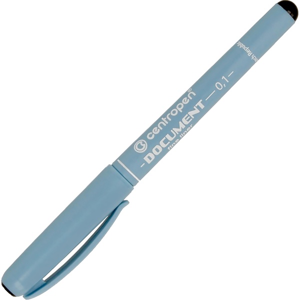 Ручка капиллярная (линер), черная, лин. 0.1 мм, ДП 600 м, трехгран. упор, метал. н-к, Centropen Document