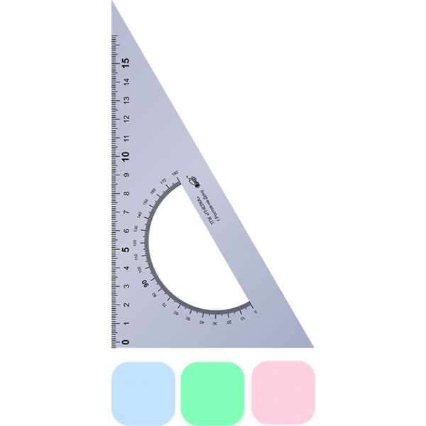 Угольник-транспортир 30°/17 см, пластиковый, полупрозрачный, ПЧЕЛКА_3 цвета