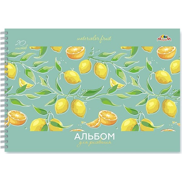 Альбом для рисования А4, 20 л., гребень, 100 г/м², обл. мел. карт., блестки, АППЛИКА Цитрусовый микс Альбом для рисования А4, 20 л., гребень, 100 г/м², обл. мел. карт., блестки, АППЛИКА Цитрусовый микс