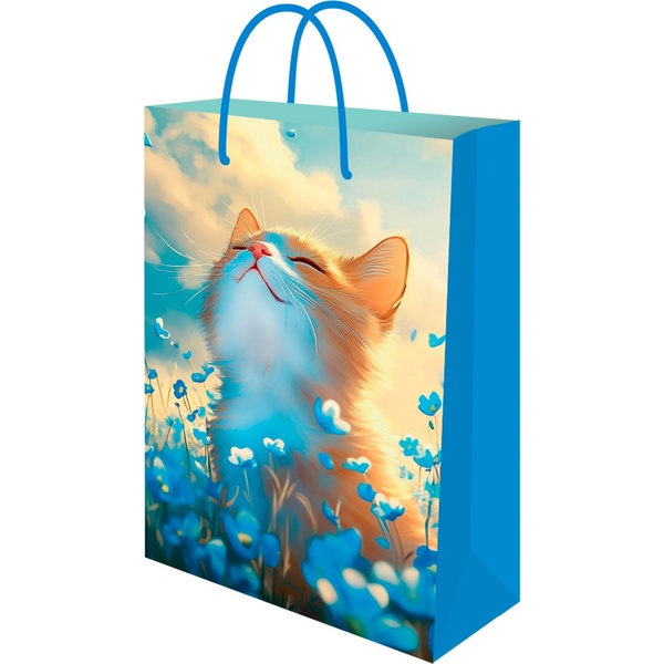 Пакет подарочный, 14*20*6,5 см, мел. бумага 128 г/м², глянц., Optima Весенний котик