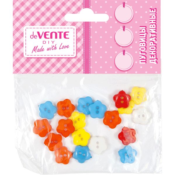 Пуговицы декоративные deVENTE Цветочки, пластиковые, Ø12 мм, фигурные, цв.: ассорти (20 шт.) Акция!
