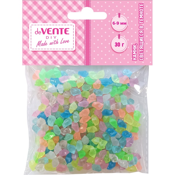 Камни светящиеся в темноте, 30 г, р-р 6-9 мм, разноцветные, deVENTE DIY Радужные кристаллы