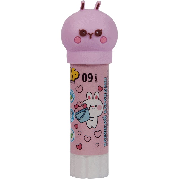 Клей-карандаш 9 г, PVP основа, вр. фикс. 2-3 мин., фигур. колпачок, deVENTE Funny animal_РОЗОВЫЙ