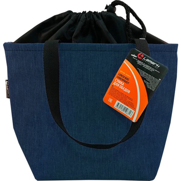 Сумка-ланчбокс LAMARK на шнурке, 19,5*17,5*14 см, фактура "лен", синяя