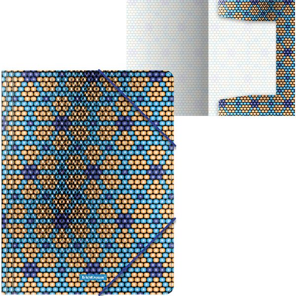 Папка на резинках, A4, PP 550 мкм, "песок", ErichKrause Blue&Orange Beads Папка на резинках, A4, PP 550 мкм, "песок", ErichKrause Blue&Orange Beads