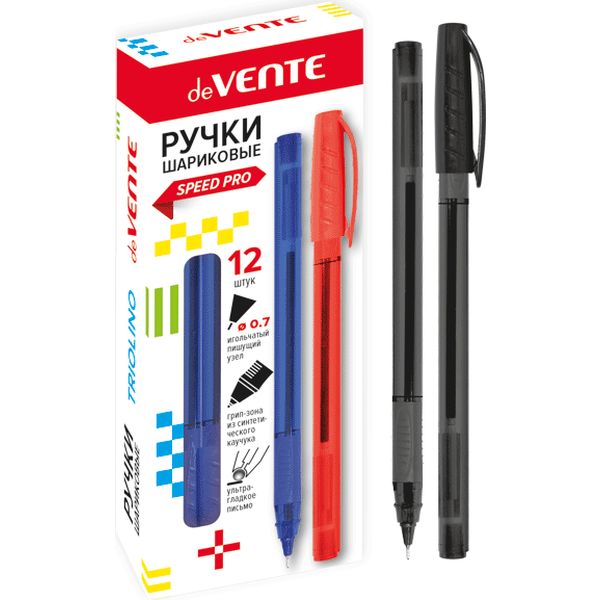 Ручка шариковая 0,7 мм черная deVENTE Triolino Translucent, игольчатый ПУ, Ultra Glide, трехгранная Ручка шариковая 0,7 мм черная deVENTE Triolino Translucent, игольчатый ПУ, Ultra Glide, трехгранная