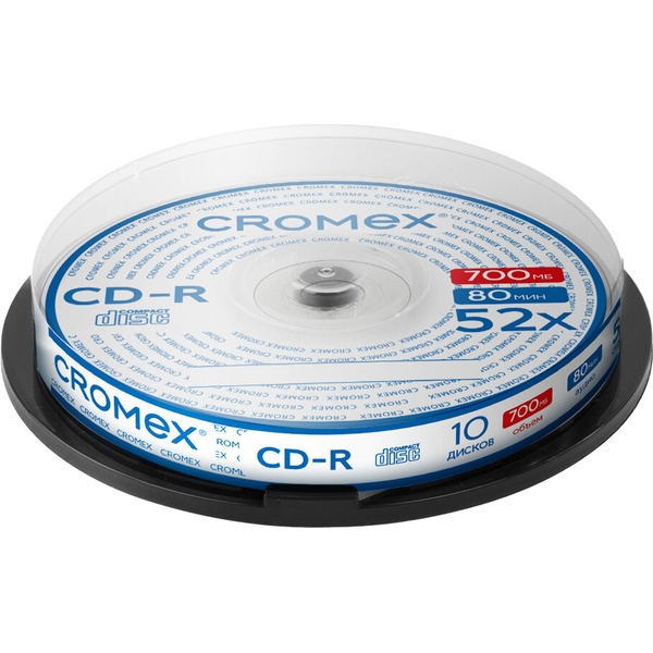 Диск CD-R, 700 Мб, 52x, CROMEX (кейк-бокс 10 шт.)