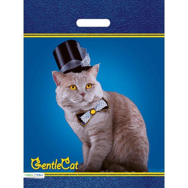 Пакет с вырубной ручкой, 47*38 см, полиэтилен 60 мкм, Кот джентельмен Пакет с вырубной ручкой, 47*38 см, полиэтилен 60 мкм, Кот джентельмен