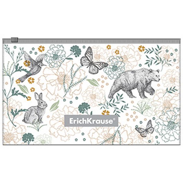 Папка на zip-молнии, Card Size, PP 160 мкм, глянцевая, полупрозрачная, ErichKrause Natural Life