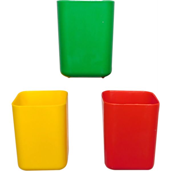 Органайзер для канцелярии (стакан) РАНТИС Омут, пластиковый, квадратный, микс 3 цвета