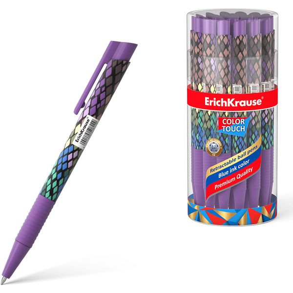 Ручка шариковая автомат., синяя, 0.7 мм, узел Standard, грип, ErichKrause ColorTouch Purple Python Ручка шариковая автомат., синяя, 0.7 мм, узел Standard, грип, ErichKrause ColorTouch Purple Python