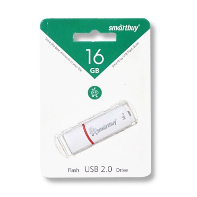 Флеш-накопитель USB 2.0, 16 ГБ, Smartbuy Crown White/белый