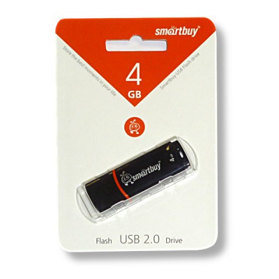 Флеш-накопитель USB 2.0, 4 ГБ, Smartbuy Crown/ Черный
