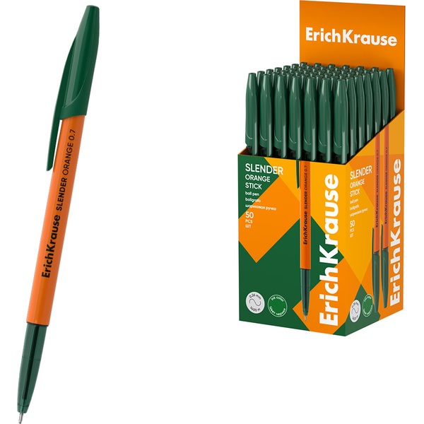 Ручка шариковая зеленая, 0.7 мм "игла", super glide TEC, ErichKrause Slender Stick Orange Ручка шариковая зеленая, 0.7 мм "игла", super glide TEC, ErichKrause Slender Stick Orange