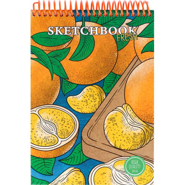 Скетчбук А5, на спирали, 64 л., бел. блок 100 г/м², обл. 7БЦ, MILAND Orange Fresh Скетчбук А5, на спирали, 64 л., бел. блок 100 г/м², обл. 7БЦ, MILAND Orange Fresh