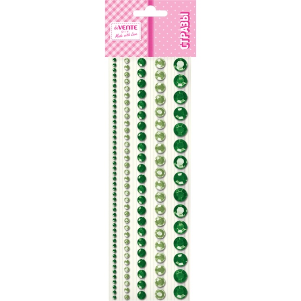 Стразы самоклеящиеся, 130 шт., круглые, 5 р-ров, цв.: изумрудные оттенки, deVENTE DIY Jewelry Inspiratio