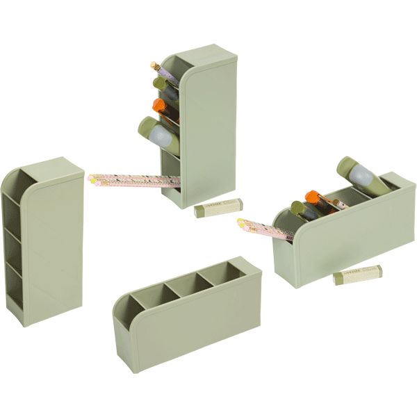 Органайзер для канцелярии deVENTE Orient, пластиковый, 4 отд., 2 положения, оливковый  Акция!