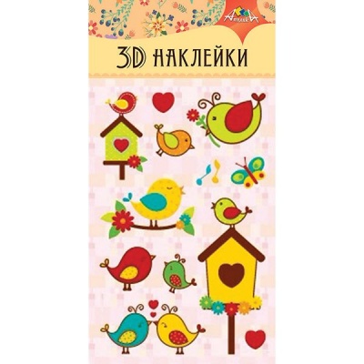 Наклейки для творчества АППЛИКА Птички, бумага, 3D-эффект, 95*185 мм Наклейки для творчества АППЛИКА Птички, бумага, 3D-эффект, 95*185 мм