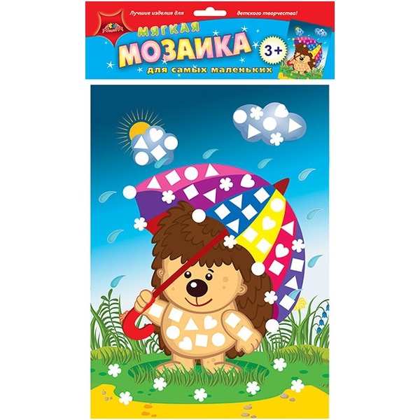 Мозаика мягкая А4. АППЛИКА Для самых маленьких_Ежик под дождем, самокл. EVA. эл-ты, 3+ Мозаика мягкая А4. АППЛИКА Для самых маленьких_Ежик под дождем, самокл. EVA. эл-ты, 3+