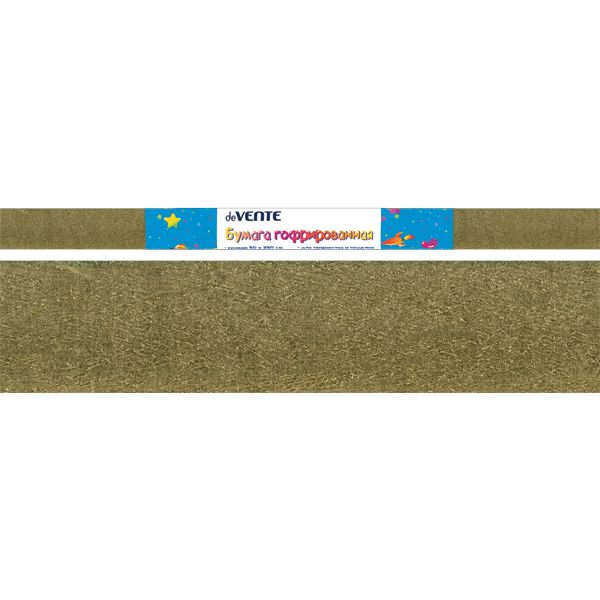 Бумага гофрированная (креповая), 50*250 см, 22 г/м², золотая, deVENTE Бумага гофрированная (креповая), 50*250 см, 22 г/м², золотая, deVENTE