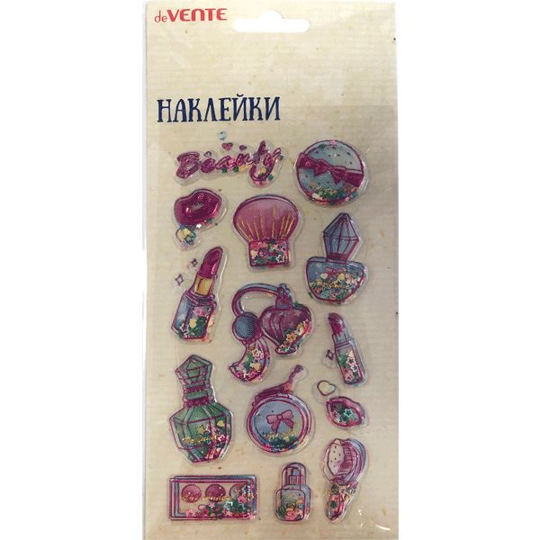 Паф-стикеры (объемные) deVENTE Shake it!_Beauty, конфетти, тиснение, 90*180 мм