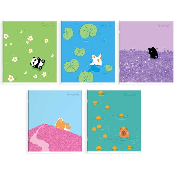 Тетрадь А5, клетка, 48 л., на скобе, 60 г/м², мат. лам., Феникс+ Яркий микс_5 дизайнов Акция!