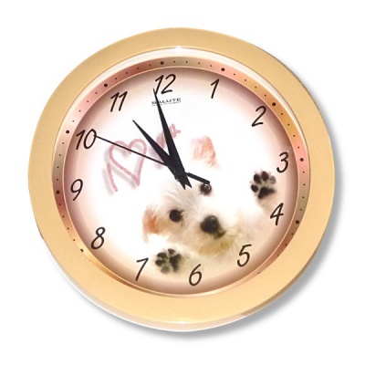 Часы настенные Салют "Щенок", круглые, 282*40 мм, корпус пластик., бежевый (детские)