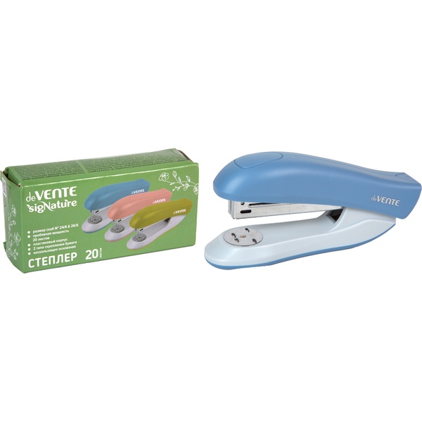 Степлер №24/6 26/6, до 20 л., deVENTE sigNATURE_сумеречный синий