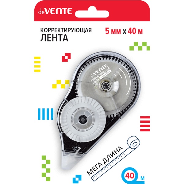 Лента корректирующая 5 мм*40 м deVENTE, прозр. корпус, фронт. аппликатор Лента корректирующая 5 мм*40 м deVENTE, прозр. корпус, фронт. аппликатор