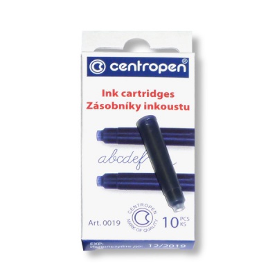 Картридж для перьевых ручек и роллеров, синие чернила, 2 мл, CENTROPEN (набор 10 шт.)
