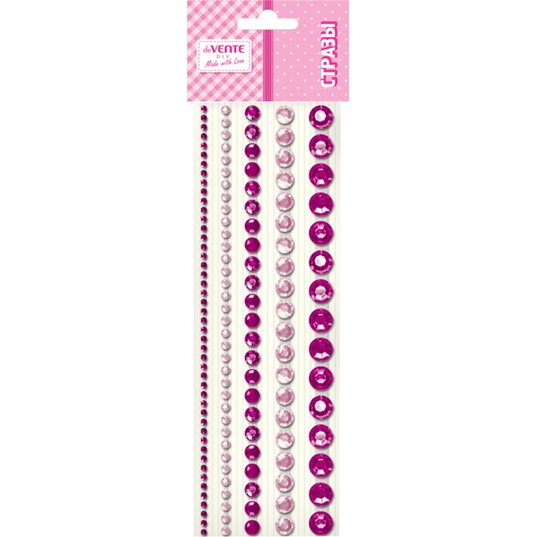 Стразы самоклеящиеся, 130 шт., круглые, 5 р-ров, цв.: розовый сапфир, deVENTE DIY Jewelry Inspiration