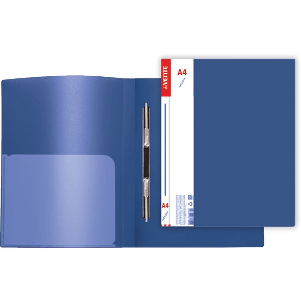 Папка с пружинным скоросшивателем, А4, PP 600 мкм, "песок", торц./вн. карм., deVENTE Daily_синяя