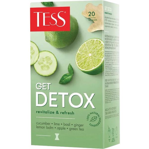 Чай TESS Get Detox, зеленый/ пряности и цитрус, 20 шт. в конвертах, 1*1,5 г