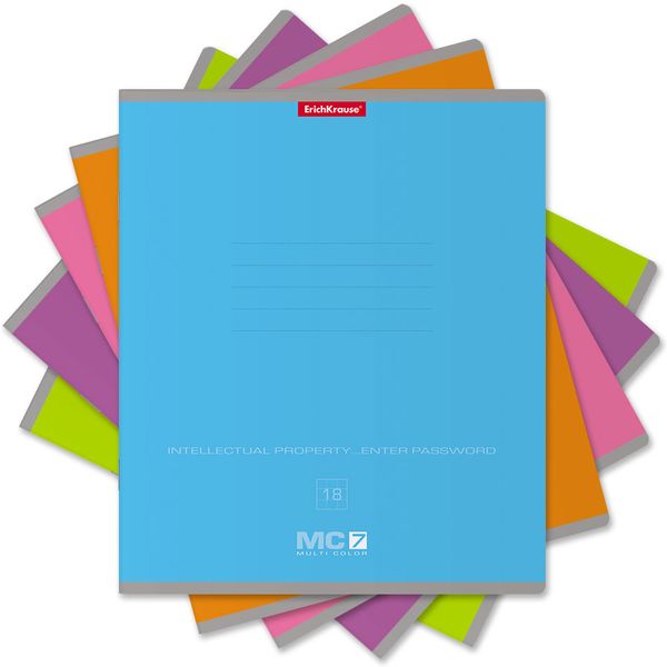 Тетрадь А5, клетка, 18 л., на скобе, 60 г/м², мел. картон, ErichKrause MC-7_MIX-PACK