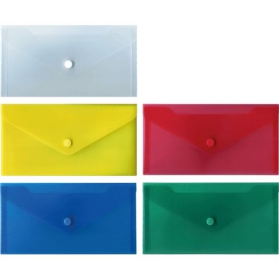 Папка-конверт на кнопке, С6+, 180 мкм, песок, полупрозрачная, ассорти 5 цветов, deVENTE Акция!!!