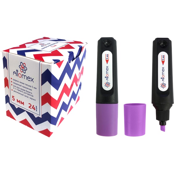 Текстмаркер фиолетовый, неоновый, ШЛ 1-5 мм, н-к "клин", Attomex