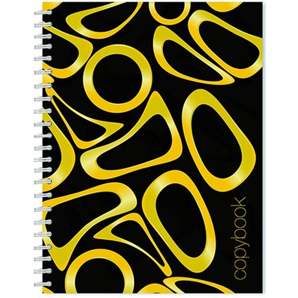 Тетрадь А5, клетка, 48 л., на гребне, 60 г/м², выб. уф-лак, блестки, КТС-ПРО Золотая абстракция