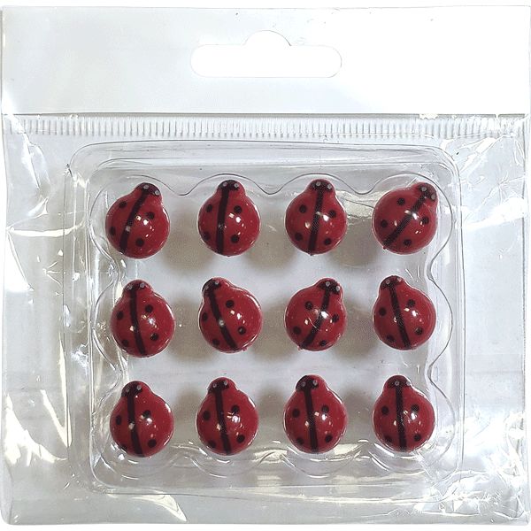 Кнопки "божьи коровки" deVENTE Lady Birds, 12 шт., цвет: красный, блистер Кнопки "божьи коровки" deVENTE Lady Birds, 12 шт., цвет: красный, блистер