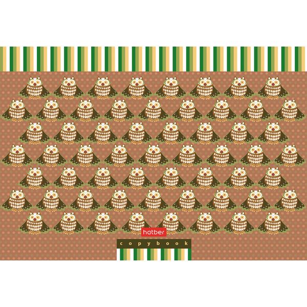 Тетрадь А5, линия, 48 л., на скобе, 70 г/м², мат. лам., выб. лак, Hatber Совушки (акционный товар)