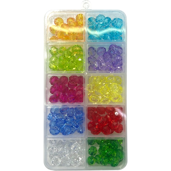 Бусины Ø6 мм, 110 г, пластиковые, граненые, 10 цветов, deVENTE DIY (п/контейнер) Акция!